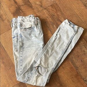 Distressed Light Wash Denim Jeans